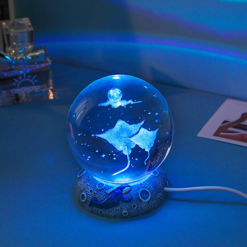 Skorter | AquaGlobe Crystal Ball Night Light | Underwater World LED Lamp | Mood Light & Decor for Home