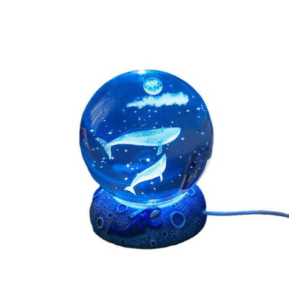 Skorter | AquaGlobe Crystal Ball Night Light | Underwater World LED Lamp | Mood Light & Decor for Home