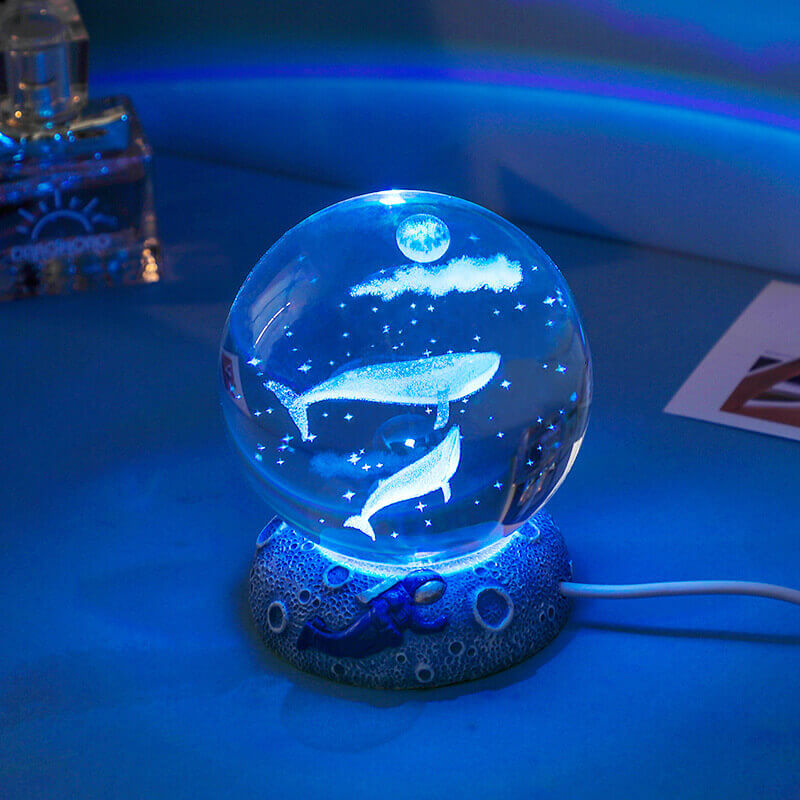 Skorter | AquaGlobe Crystal Ball Night Light | Underwater World LED Lamp | Mood Light & Decor for Home
