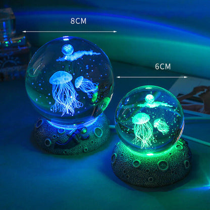 Skorter | AquaGlobe Crystal Ball Night Light | Underwater World LED Lamp | Mood Light & Decor for Home
