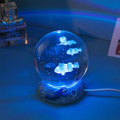 Skorter | AquaGlobe Crystal Ball Night Light | Underwater World LED Lamp | Mood Light & Decor for Home