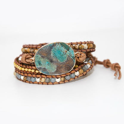Skorter | Bohemian Handmade Natural Stone Leather Cord 5 Layers Bracelet