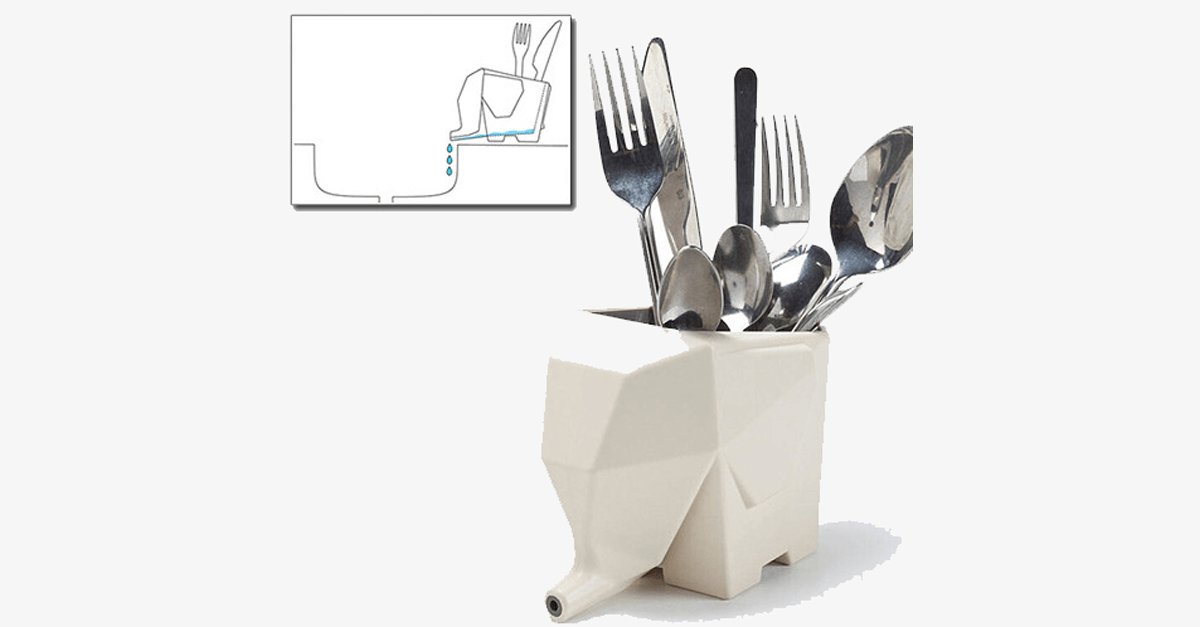 Skorter | Elephant Cutlery Tray - Quickly and easily remove excess water!
