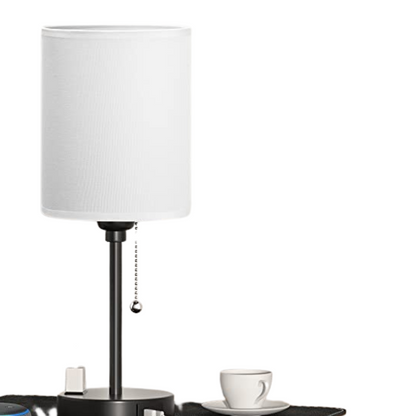 Skorter | Bedroom lamp - 3 Color Temperature, USB-C and USB-A Ports, Pull Cord Table Lamp with AC Outlet