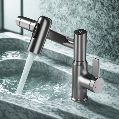Skorter | FLOWAXIS – 360° Swiveling Kitchen Faucet with Adjustable Height & Temperature Display