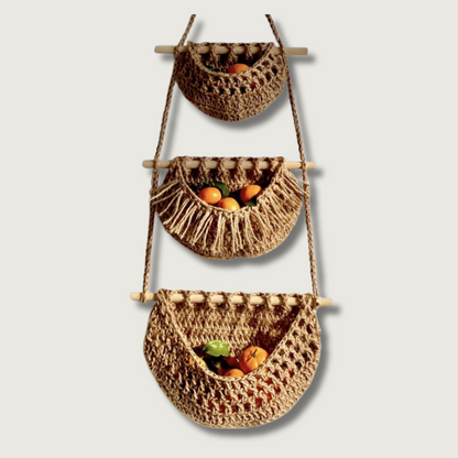 Skorter | BohoHaven - Woven Wall Basket with 6 Hooks