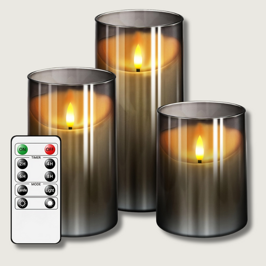 Skorter | CandleAura - LED Grey Candles with Realistic Flame