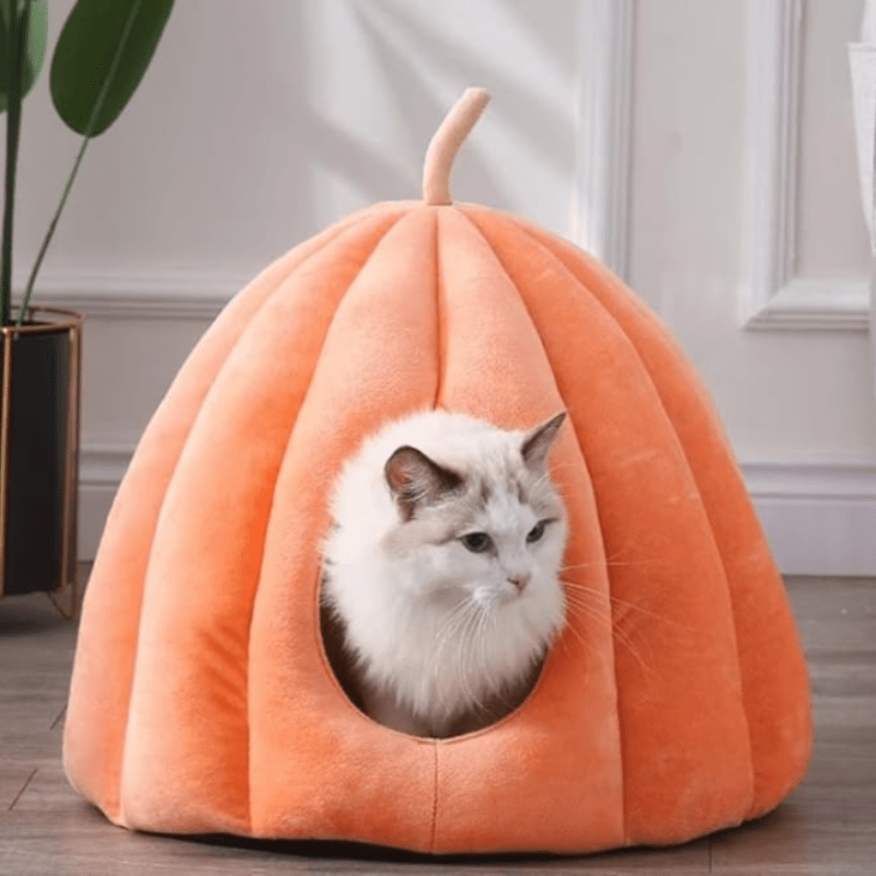 Skorter | CozyNest Pumpkin Cat Bed – Warm, Washable & Comfortable Cat Hideaway