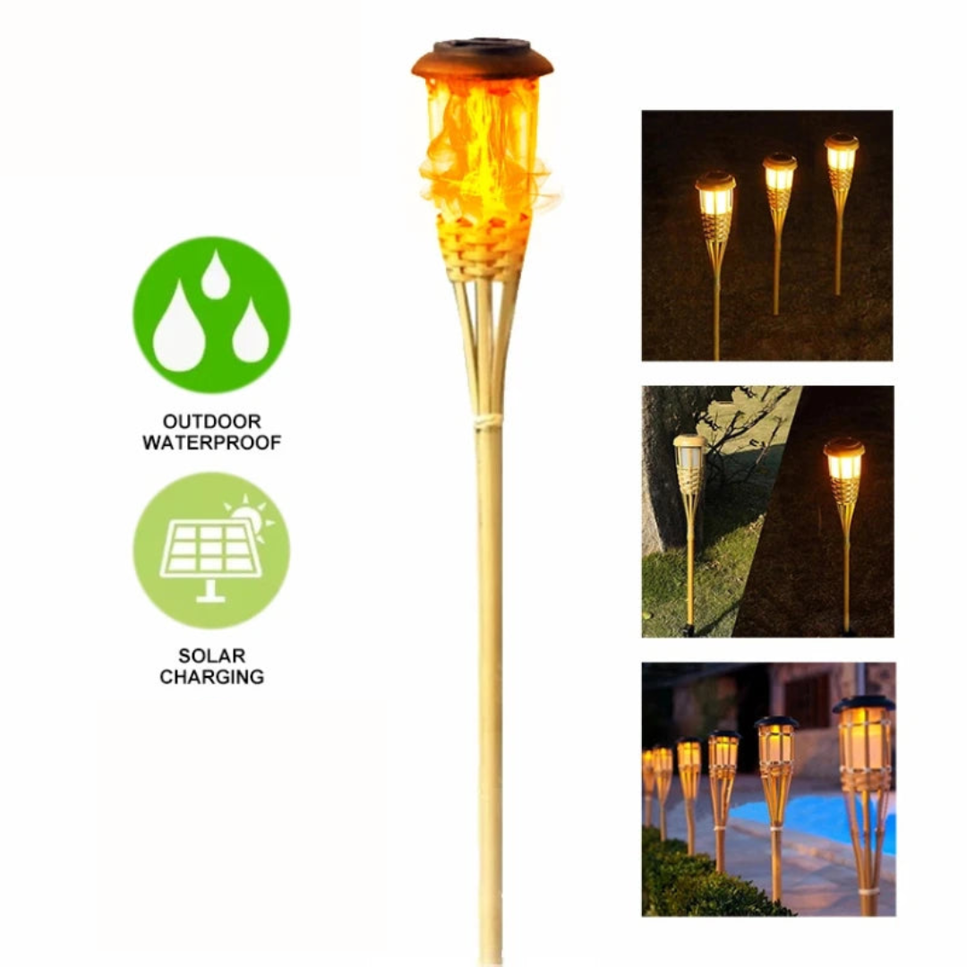 Skorter | Solar Torch 5-Piece Set | Flame Effect LED Garden Lights | Solar Powered | Decorative Light for Outdoors