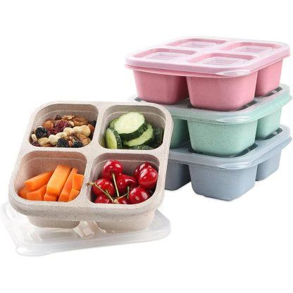 Skorter | Bento-Style 4-Compartment Meal Prep Boxes in 4-Pack – Sustainable and Practical