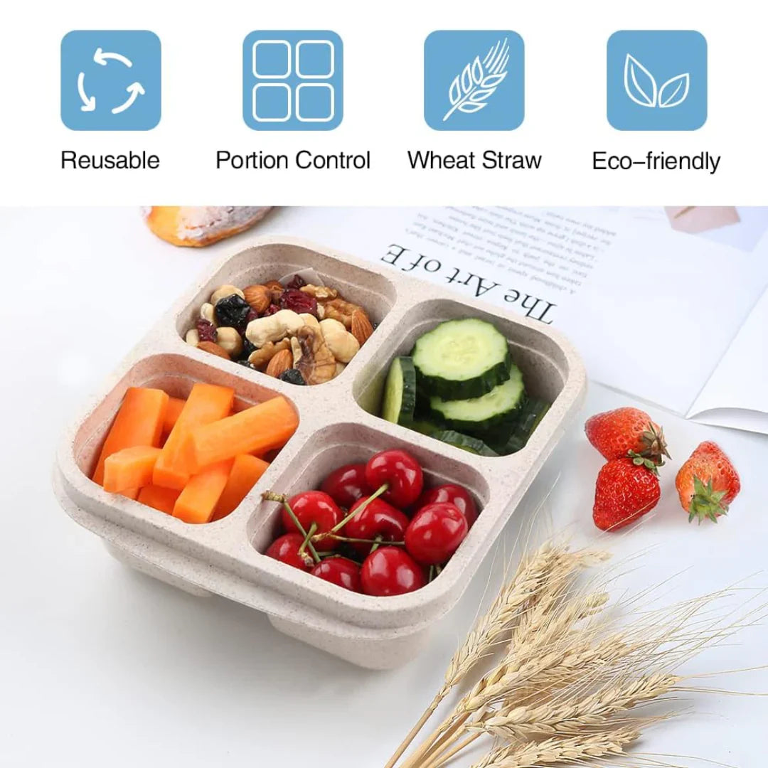 Skorter | Bento-Style 4-Compartment Meal Prep Boxes in 4-Pack – Sustainable and Practical