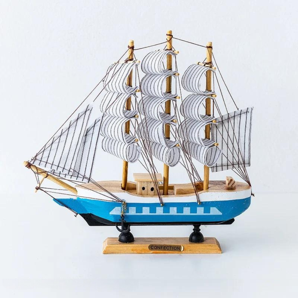 Skorter | Royaleva Nordic Wood Sailboat Sculpture - LED illuminated decorative piece, battery-operated