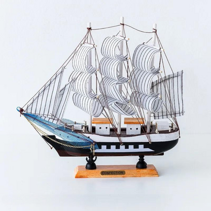 Skorter | Royaleva Nordic Wood Sailboat Sculpture - LED illuminated decorative piece, battery-operated
