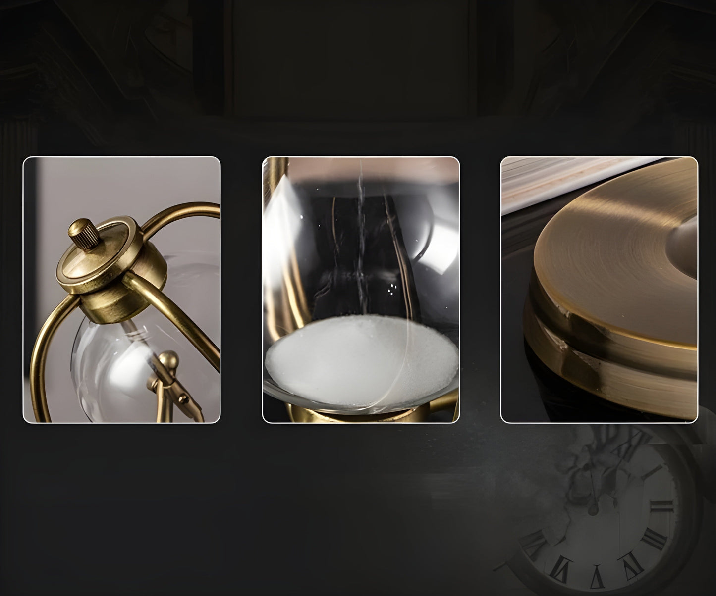 Skorter | GracefulTime Clock – Luxury Hourglass with Elegant Gold Frame & Timeless Design