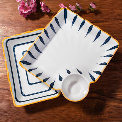 Skorter square plates with sauce bowl