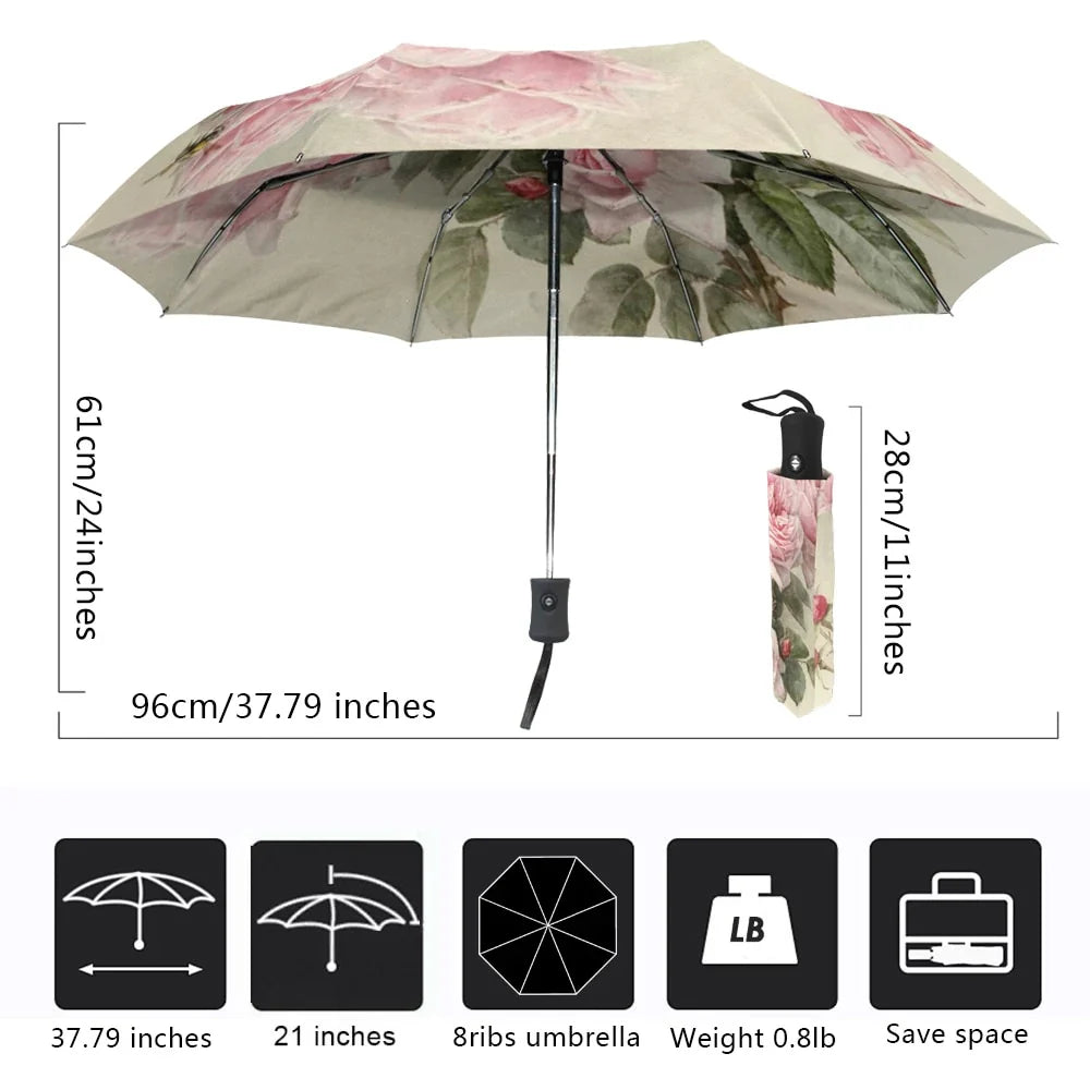 Skorter | Automatic Folding Flower Print Umbrella
