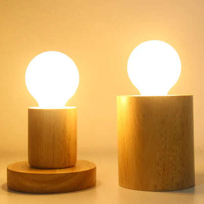 Skorter | RetroWood - Wood Table Lamp with Light Bulb for Atmospheric Lighting