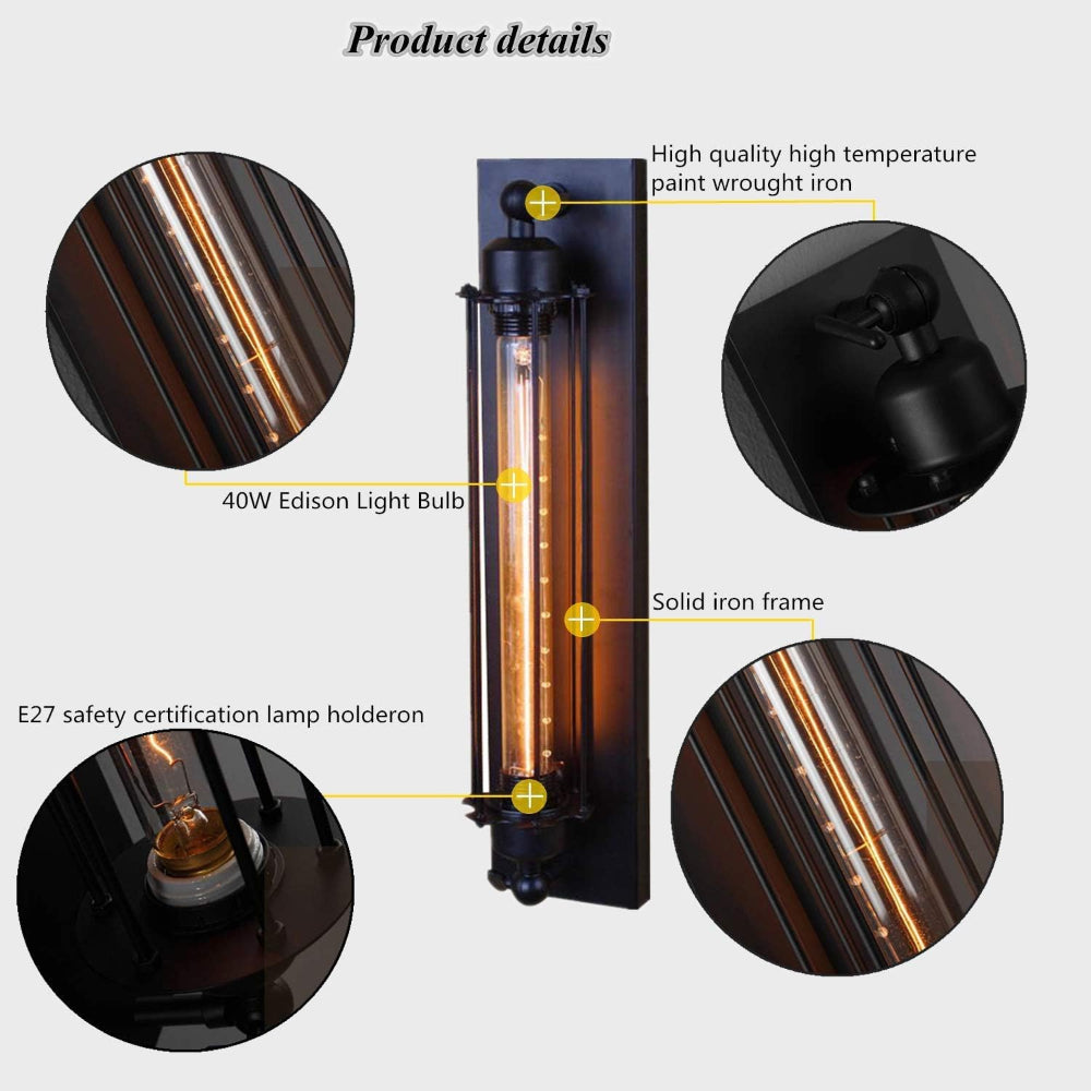 Skorter | Vintage Wall-Mounted LED Light – Timeless Design with Elegant Matte Black Finish