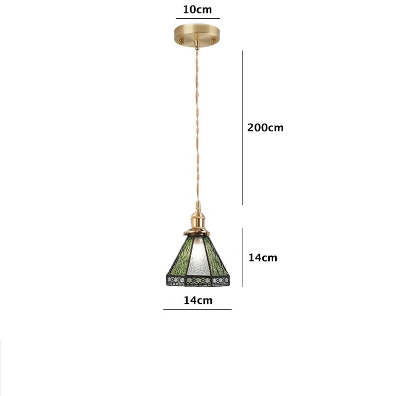 Skorter | Vintage Green Striped Speckled Bubble Glass Pendant Lamp