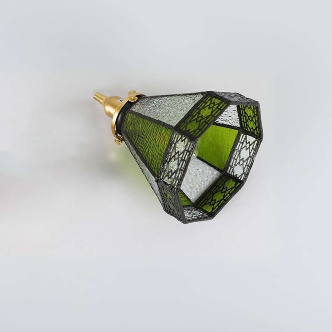 Skorter | Vintage Green Striped Speckled Bubble Glass Pendant Lamp