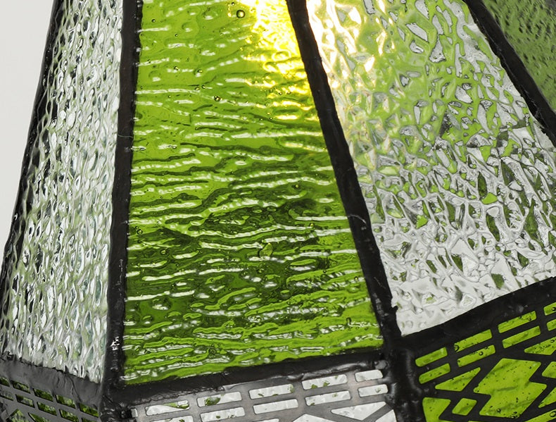 Skorter | Vintage Green Striped Speckled Bubble Glass Pendant Lamp
