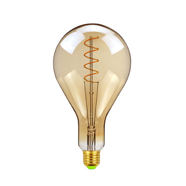 Skorter | Vintage industrial calabash-shaped LED Edison globe with spiral filament pattern