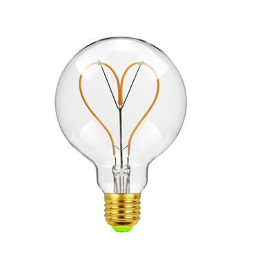 Skorter | Vintage Industrial LED Edison Globe with Heart Filament Pattern