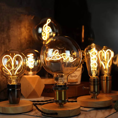 Skorter | Vintage industrial large LED Edison globe with music note pattern filament