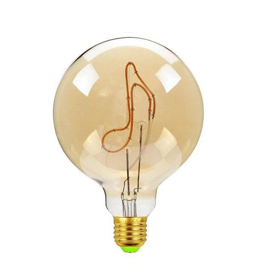 Skorter | Vintage industrial large LED Edison globe with music note pattern filament