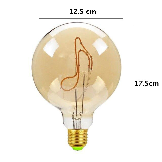 Skorter | Vintage industrial large LED Edison globe with music note pattern filament