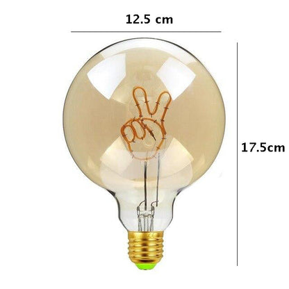 Skorter | Vintage Industrial Large LED Edison Globe with Peace Filament Pattern