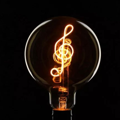 Skorter | Vintage Industrial Large LED Edison Globe with Treble Clef Filament Pattern
