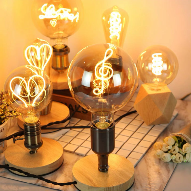 Skorter | Vintage Industrial Large LED Edison Globe with Treble Clef Filament Pattern