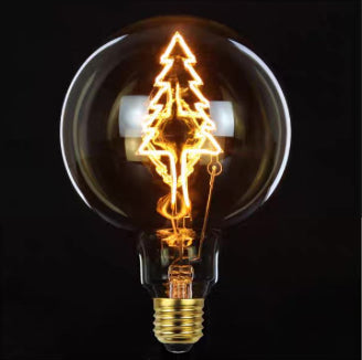 Skorter | Vintage industrial large LED Edison globe with wood filament pattern