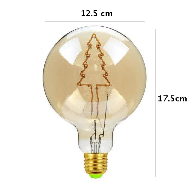 Skorter | Vintage industrial large LED Edison globe with wood filament pattern
