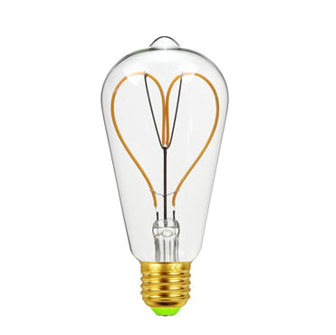 Skorter | Vintage industrial tear-shaped LED Edison globe with heart filament pattern