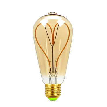 Skorter | Vintage industrial tear-shaped LED Edison globe with heart filament pattern