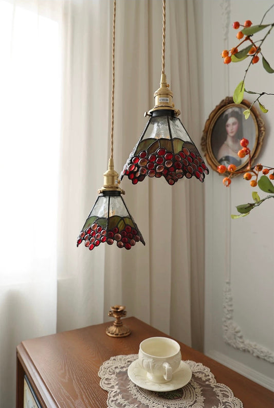 Skorter | Vintage Red Berry Colored Glass Pendant Lamp