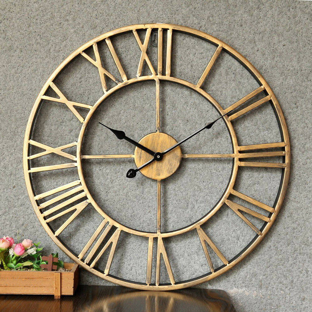 Skorter | Retro Wrought Iron Wall Clock Roman Numerals