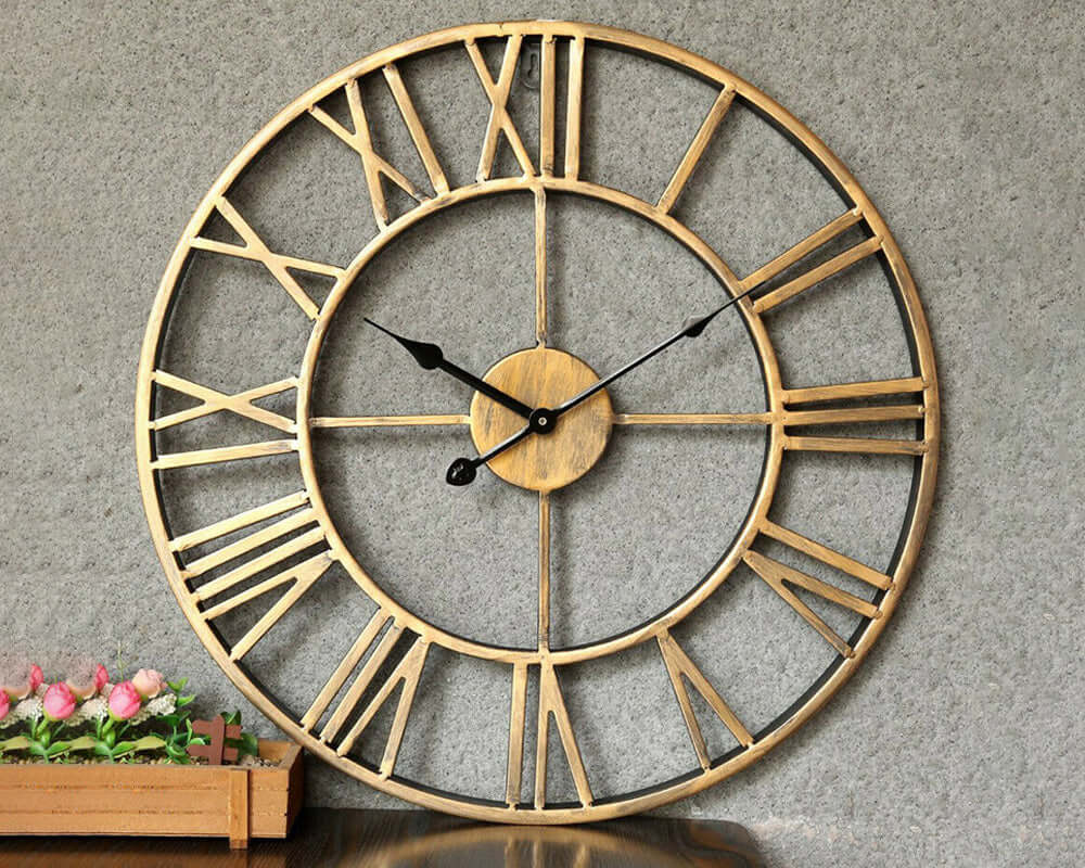 Skorter | Retro Wrought Iron Wall Clock Roman Numerals