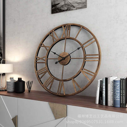 Skorter | Retro Wrought Iron Wall Clock Roman Numerals