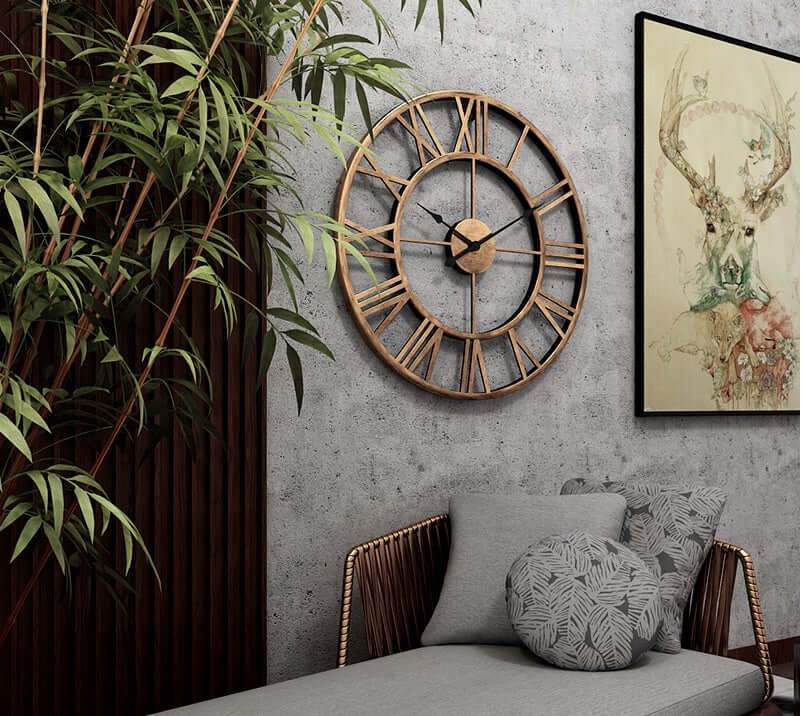 Skorter | Retro Wrought Iron Wall Clock Roman Numerals
