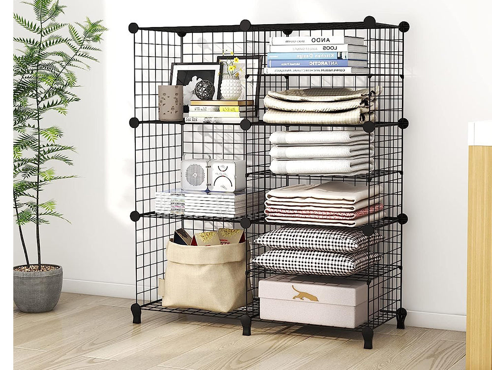 Skorter | Cubes Black DIY Wire Storage Shelves Wardrobe