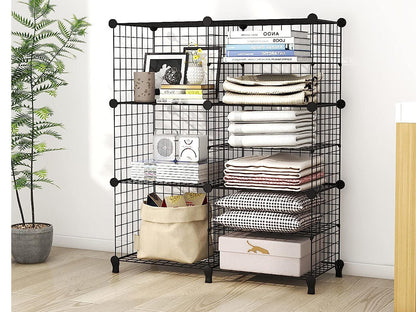 Skorter | Cubes Black DIY Wire Storage Shelves Wardrobe