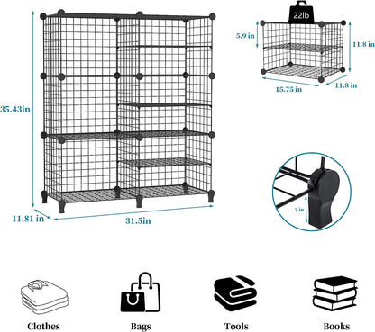 Skorter | Cubes Black DIY Wire Storage Shelves Wardrobe