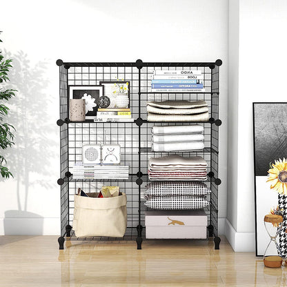 Skorter | Cubes Black DIY Wire Storage Shelves Wardrobe