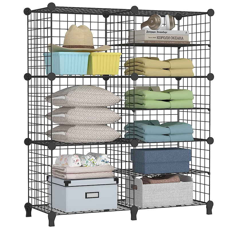 Skorter | Cubes Black DIY Wire Storage Shelves Wardrobe