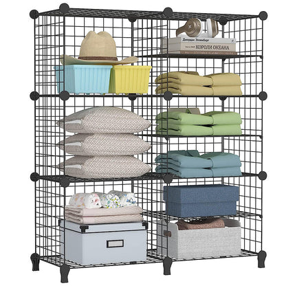 Skorter | Cubes Black DIY Wire Storage Shelves Wardrobe