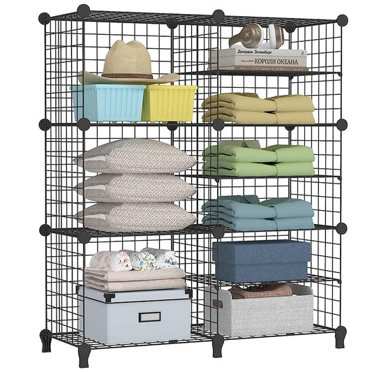 Skorter | Cubes Black DIY Wire Storage Shelves Wardrobe