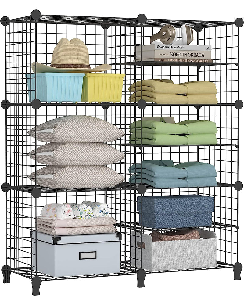 Skorter | Cubes Black DIY Wire Storage Shelves Wardrobe